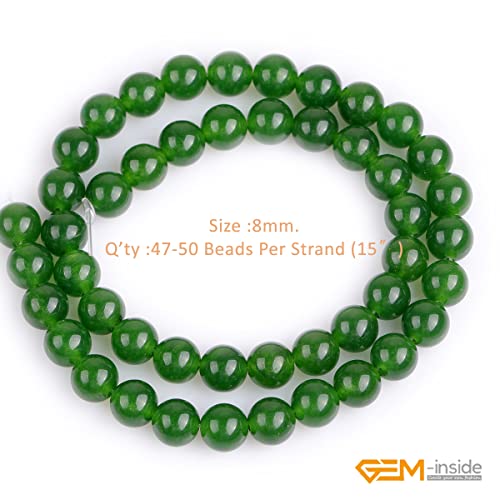 GEM-Inside Natural 8mm Green Taiwan Jade Gemstone Loose Beads Round Crystal Energy Stone Power for Jewelry Making 15" - color: Green Taiwan Jade, size: 8mm