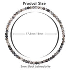 BONNY BOXX Natural Genuine Gemstone Faceted Round Beads Bracelets, 3mm Adjustable Stretchy Tiny Faceted Black Tourmaline Bracelet, Healing Crystal Reiki Chakra Dainty Jewelry Fashion Gifts - color: Black Labradorite
