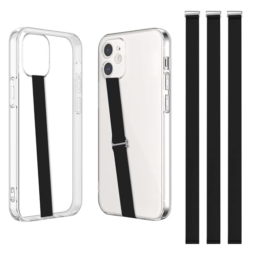 TEAMOLA Silicone Phone Grip Strap - Black 230 Phone Hand Strap Holder with Loop for Cell Phones, iPhone Grip, Finger Holder & Back of Phone Grips, Secure Anti-Slip Grip(3 Packs) - color: 230, 3 Black