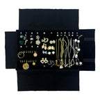 UnionPlus Velvet Travel Jewelry Case Roll Bag for Necklaces Brackets Earrings Rings, Black - color: Black Multi, size: Medium