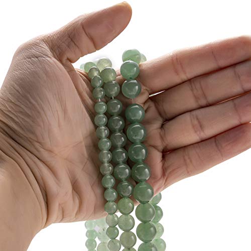 BEADIA Natural Green Aventurine Jade Stone Round Loose Semi Gemstone Beads for Jewelry Making 6MM 61PCS - color: Green Aventurine Jade, size: 6mm