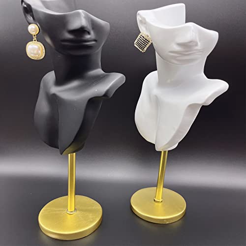 Jewelry Display Stand Jewelry Mannequin Bust Necklace Earring Display Holder Stand, Necklace Bust Jewelry Bust Stand Easel Rack for Selling Show Home Gift - color: White