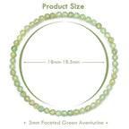 BONNY BOXX Natural Genuine Gemstone Faceted Round Beads Bracelets, 3mm Adjustable Stretchy Tiny Faceted Black Tourmaline Bracelet, Healing Crystal Reiki Chakra Dainty Jewelry Fashion Gifts - color: Green Aventurine