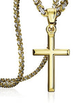 Exquisite Cross Necklace for Men and Women, Silver/Gold/Black Cross Chain with Top-grade 316L Stainless Steel Cross Pendant, 18-24 Inch Box/Byzantine Chains - color: Luxury Gold, size: 22 Inch=56CM(Men's Average Length), style: Byzantine Chain with Medium