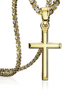 Exquisite Cross Necklace for Men and Women, Silver/Gold/Black Cross Chain with Top-grade 316L Stainless Steel Cross Pendant, 18-24 Inch Box/Byzantine Chains - color: Luxury Gold, size: 22 Inch=56CM(Men's Average Length), style: Byzantine Chain with Medium
