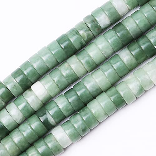 Natural Stone Heishi Beads for Necklace Making, 4 mm x 6 mm Small Flat Round Stone Loose Heishi Disc Gemstone Beads for Jewelry Making Craft Bracelet Earrings Necklace - Green Dot - color: Green Dot, size: 4mm X 6mm
