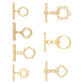 7Pcs 18K Gold Plated Brass Toggle Clasps Golden Toggle Jewelry Clasps Flower Rhombus Hexagon Ring Star Toggles T Bar Clasp for Bracelet Necklace Jewelry Making - color: Golden