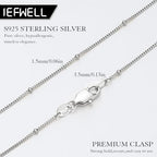 IEFWELL S925 Sterling Silver Chain Necklace for Women - 14K-Real-Gold-Plated 1.5mm Satellite Bead Chains Necklace, Sturdy Women's Chain Necklaces, 14/16/18/20/22/24 Inches Jewelry Valentines Gifts - color: S925 Sterling Silver, size: 22 Inch