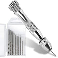LEOBRO Hand Drill, Steel Pin Vise with 10 PCS Small Drill Bits (0.8 mm-3 mm), for Resin, Wood, Clay, DIY Crafts Keychains Jewelry Making - color: A-silver