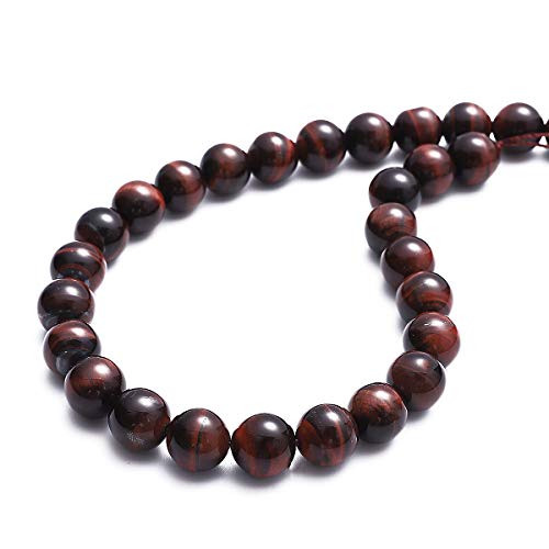 BEADIA Natural Red Tiger Eye Stone Round Loose Semi Gemstone Beads for Jewelry Making 10MM 38PCS - color: Red Tiger Eye, size: 10mm