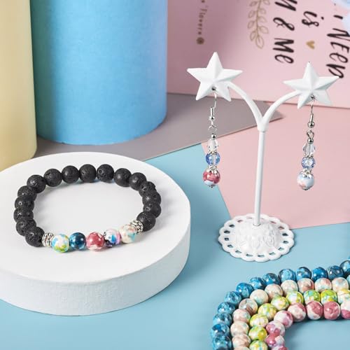 8mm Turquoise Beads Strands Dyed Gemstone Round Loose Spacer Beads 6 Colors for DIY Bracelet Earring Necklace Jewelry Making (6 Strands) - color: Mixed Color-Round