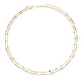 MTMY Beaded Necklaces for Women 14K Gold Plated Dainty Colorful Green/Rose Beaded Pearl Choker Necklace Delicate Boho Choker Necklace Jewelry Gift - style: Layer-colorful beads