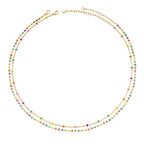 MTMY Beaded Necklaces for Women 14K Gold Plated Dainty Colorful Green/Rose Beaded Pearl Choker Necklace Delicate Boho Choker Necklace Jewelry Gift - style: Layer-colorful beads