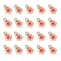 Xeahung 20 Pcs Double Sided Flower Charms Bulk for Jewelry Making Gold Flower Pendant for Bracelet Necklace Earrings Keychain DIY Crafts Crafting Christmas Birthday Gifts - color: Pink