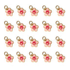 Xeahung 20 Pcs Double Sided Flower Charms Bulk for Jewelry Making Gold Flower Pendant for Bracelet Necklace Earrings Keychain DIY Crafts Crafting Christmas Birthday Gifts - color: Pink