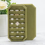 Velvet Ring Organizer Display Tray Jewelry Box Earring Holder Case for Wedding Birthday Christmas Day (Olive Green) - color: Olive Green
