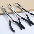 3-Piece 11" Precision Long Nose Pliers Set with Insulated Comfort Grip Handles,Straight Long Needle Nose Pliers,25/45 Degree Angle Curved Pliers for Wire Bending,Shaping,Trimming - size: 3pcs-Straight/25/45