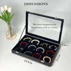 Black 12 Grid Jewelry Organizer Display Box with Transparent lid Bracelets Display Case Bracelet Box with Clasp Bangle Organizer Drawer Insert Bangle Brooch,Gift for Women Girls(12 Grid) - color: 12 Grid