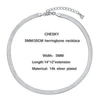 CHESKY Gold Necklace for Women-14K Plated/S925 sterling silver Snake Chain Necklace Dainty Simple Chunky Herringbone Necklace Gold Choker Necklaces Jewelry for Women Mothers Day Gifts for Mom - color: silver, style: 5mm 14 inch snake