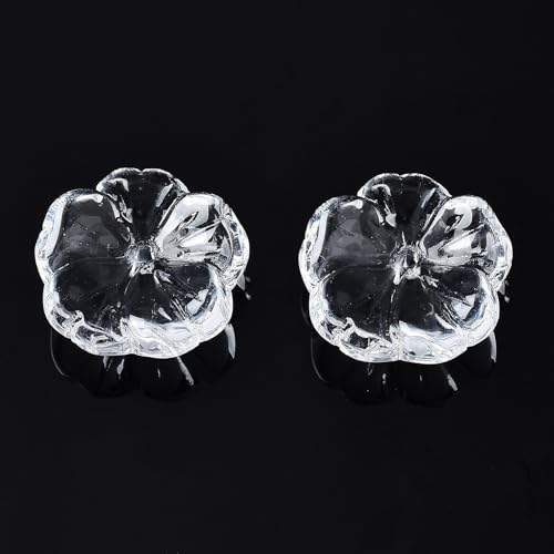 KISSITTY 100pcs Flower Glass Beads Transparent Crystal Aesthetic Flowers Drilled Bead Caps Charm Spacers for DIY Necklaces Earrings Bracelets Jewelry Craft Making for Women - color: Transparent