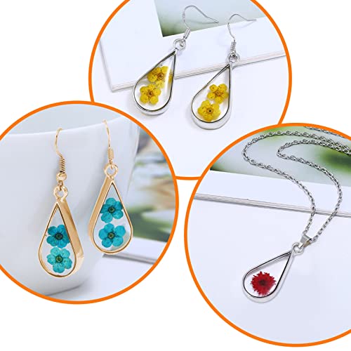 60pcs Open Bezels for Resin,Open Frame Pendant Teardrop Hollow Frame Pendants Open Back Frame Pendant for Pressed Flower,Earrings,Bracelet,DIY Crafts(K Gold,White K) - color: K Gold,White K;Teardrop