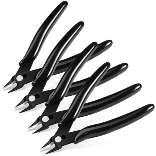Ainiv Wire Cutters, 4PCS Spring-loaded Side Cutters Flush Cutters, Diagonal Cutters Precision Side Cutters, Diagonal Cutting Pliers in CRV Steel, Heavy Duty Cutting Pliers for Electrical, Homes - color: Black Wire Cutter-4pcs, size: 4pcs