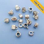 100 Pieces Jewelry Making Charms Pendants for Bracelet Bulk lot Necklace Earrings Keychain Charms Beads DIY Kit Trendy Craft - style: European Chain hook