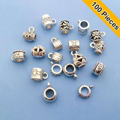 100 Pieces Jewelry Making Charms Pendants for Bracelet Bulk lot Necklace Earrings Keychain Charms Beads DIY Kit Trendy Craft - style: European Chain hook
