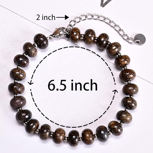 Natural Healing Gemstone Bracelet Handmade Yoga Stretch Elastic Bracelet Stress Relief Crystal Jewelry for Men and Women - color: Bronzite (Release Pressure), size: 5x8