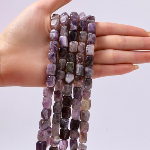 Natural Large AmethystCube Stone Beads 8x11mm 38cm/str Loose Semi Gemstone Stone Square Beads for Making Bracelets Necklace - color: Amethyst