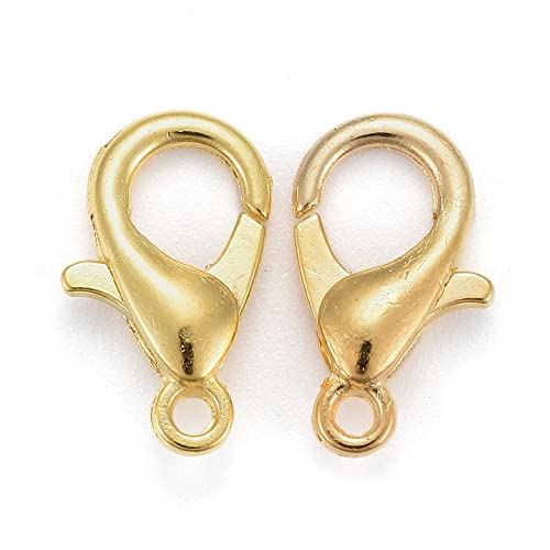 HDSupplies 100 Pieces - Lobster Clasps - Gold Tone - 14x8mm / 1.8mm Hole - color: Gold Tone, size: 14x8mm