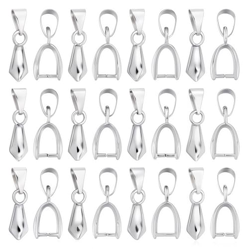 SUNNYCLUE 1 Box Pinch Clip Bail Clasp for Jewelry Making - Dangle Bead Pendant Connector Findings, Buckles, Charm Connection - Necklace Bracelet Supplies, Platinum Color, 20mm - color: 1 Box 120pcs Same Size Silver Color