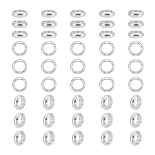 UNICRAFTALE 100pcs 6mm Metal Spacer Beads Stainless Steel Loose Beads Large Hole Spacer Bead Smooth Surface Loose Beads Finding for DIY Bracelet Necklace Jewelry Making Craft, Hole 4mm - size: 6mm