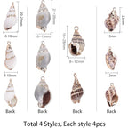 SUNNYCLUE 1 Box 16Pcs Oval Ocean Beach Spiral Seashells Craft Charms Connectors Pendant Conch Shells Charms with Plated Golden Loop Bail for Jewelry Bracelet Necklace Making Craft Supplies - color: 1 Box 16pcs Shell Charms