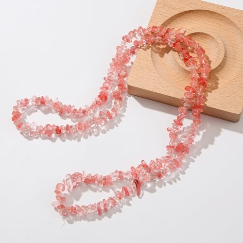 Natural Chip Stone Beads About 200pcs Watermelon Red Stones 5-8mm Irregular Gemstone Healing Crystal Loose Rocks for Bracelet Necklace Earrings Jewelry Making (Watermelon Red) - color: Watermelon Red