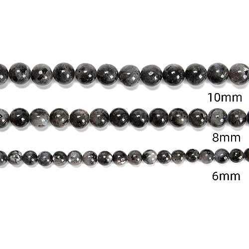 65Pcs Black Larvikite 6mm Beads Natural Stone Round Gemstone Genuine Real Stone for DIY Bracelet Jewelry String Making - color: Black Larvikite, size: 6mm