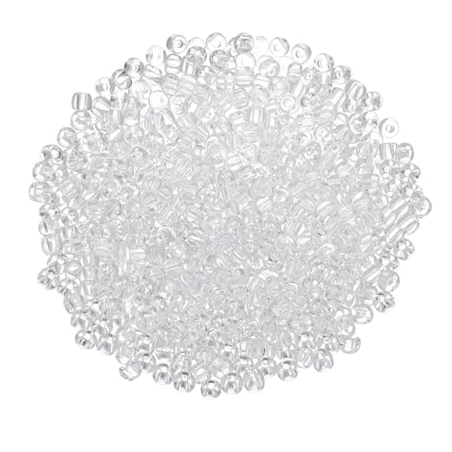 uxcell 2000 Pcs Glass Seed Beads Bulk, 3mm Mini Loose Glass Bugle Beads for DIY Earrings, Necklaces, Bracelets, Jewelry Making, Clear White - color: Clear White, size: 3mm