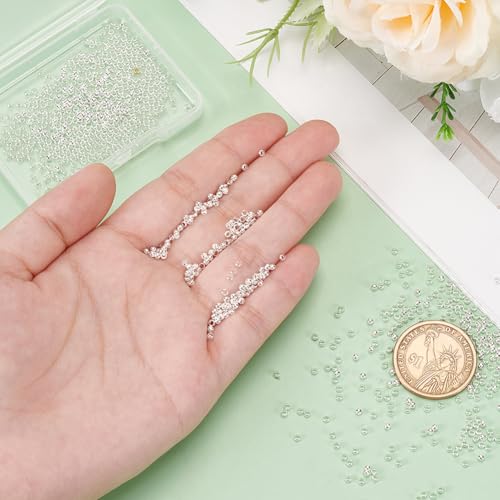 UNICRAFTALE About 1000Pcs 925 Sterling Silver Plated Rondelle Spacer Beads Round Crimp Beads Tiny Crimps Beads Brass Beads Metal Beads Findings for DIY Bracelet Necklace Jewelry Making Hole 1.2mm