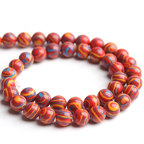 Natural Stone Beads Red Malachite 10mm Polished Round Smooth Gemstone Beads for Jewelry Making 15 Inch(Red Malachite,10mm) - color: Red Malachite, size: 10mm