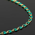 YOUBEIYEE 6.6 Feet Gold Plated Brass Chain on Spool Green Enamel Cable Chain Necklace DIY Jewelry Chains Bulk with Jump Rings and Lobster Clasps - color: Green