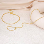 Gold Bracelets for Women Trendy, Dainty Gold Hand Chain Bracelet Stack 14k Gold Plated Finger Ring Bracelet Hand Chain Cz Layered Beaded Gold Bracelets for Women Non Tarnish Gold Jewelry Gift - style: layered satellite bracelet-gold