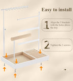 Emibele Jewelry Holder, Jewelry Organizer Stand Necklace Earring Bracelet Holder, 5 Tier Jewelry Display Tower Rack with Metal Frame and Velvet Ring Tray, Aesthetic Jewelry Stand Gift for Women, White - color: White