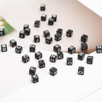 1000pcs Square Black Letter Beads Acrylic 6x6mm Cube Beads for Bracelets Necklaces and Jewelry Making Alphabet Bead - color: Black-White