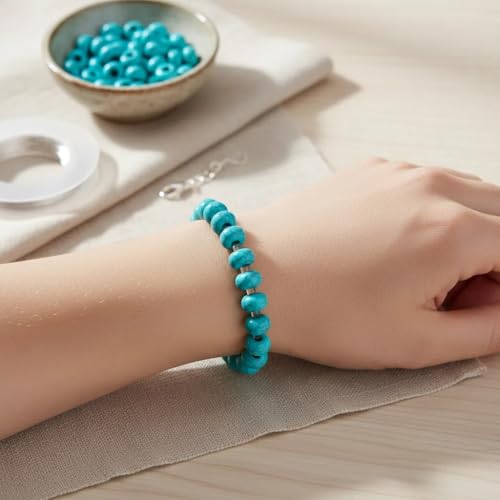Turquoise Large Hole Beads for Jewelry Making-100pcs 14mm European Rondelle Spacer Beads,Big Hole Craft for Bracelets - color: Turquoise