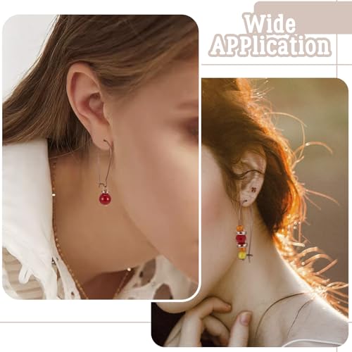 PH PandaHall 50-Piece Red Copper Kidney Earring Wires, Brass Hoop Earrings Components, 33mm/1.3inch