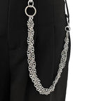 Layered Punk Pants Chain for Men Women, Gothic Hip Hop Jean Chain Wallet Chain Biker Trouser Chain, Goth Emo Fashion Keychain Accessories - color: 1L-Silver Twisted