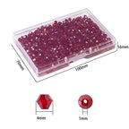1000pcs Crystal Glass Beads 4mm Bulk Faceted Bicone Spacer Beads for DIY Jewelry Making - color: Crimson AB, size: 4mm