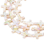Beadthoven 36Pcs Cross Natural Freshwater Shell Beads 14.5x12mm Colorful Drawbench Painted Crucifix Cross Beads Small Jesus Christian Crosses Gemstone Loose Spacers for DIY Jewelry Making - color: Iridescent