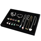 2 Pcs 13.8" x 9.5" Velvet Jewelry Tray Jewelry Display Tray, Stackable Empty Plate Trays for Earrings Necklaces Bracelet Rings Display Showcase - Black - color: Black, size: Flat Tray 13.8"x9.5"