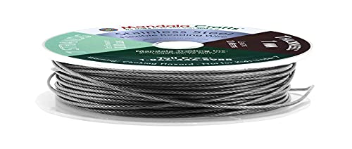 Mandala Crafts 7 Strand Beading Wire for Jewelry Making - 32 FT 18 Gauge Stainless Steel Braided Tiger Tail Wire for Bead Stringing - size: 7 Strands 18 Gauge 1mm 32ft